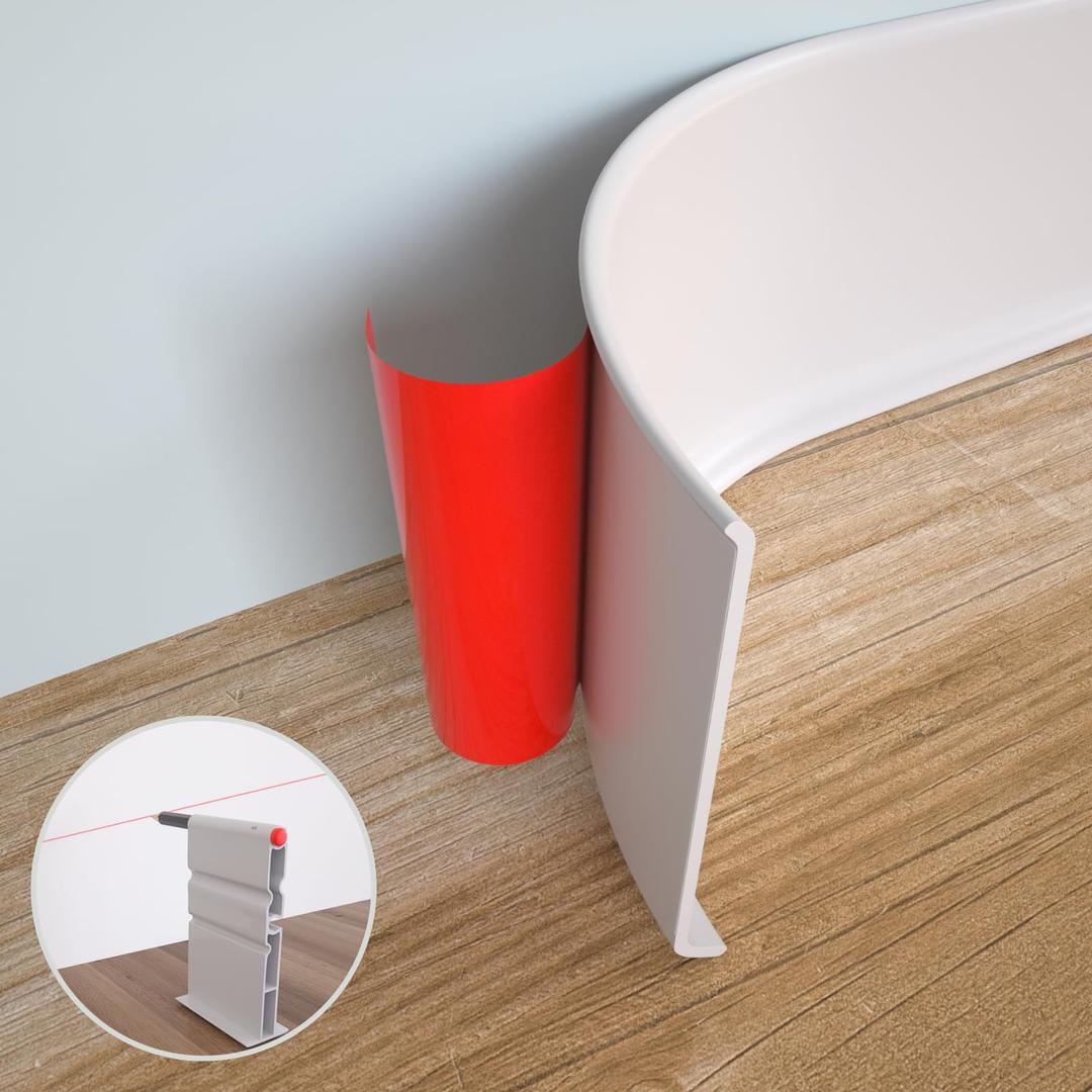 GAMZAU Flexible Baseboard Molding Trim, 6 Inch x 20 Feet Peel and Stick Vinyl Wall Base Cove Base, Self-Adhesive Rubber Wall Base Moulding Trim(S152,White)