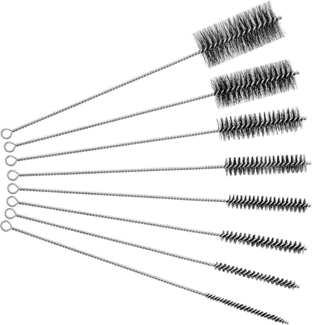 Baderke 16 Inch Long Pipe Cleaning Brush Stainless Steel Bristles Pipe Cleaning Brush Bore Brush Bristles Wire Brush (8 Pcs)