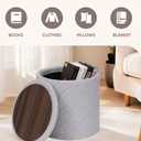 B FSOBEIIALEO Ottoman with Stroage, 17" Round Boucle Ottomans, Grey