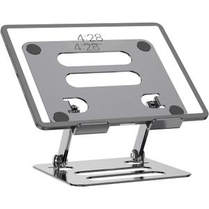 Adjustable Foldable Aluminium Tablet Stand Holder for Desk, Compatible with iPad Series, Galaxy Z Flip5, Silver Gray