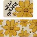 Baccessor Summer Kitchen Mats Set of 2, Sunflower Bee Daisy Floral Kitchen Rugs for Floor Hallway Laundry Sink Non Slip Low-Profile Seasonal Home Decor 17x29 and 17x47 Inch