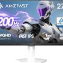 Amzfast 27 inch 1440P 200Hz/180Hz White Gaming Monitor, 2K QHD (2560 1440),MPRT 1ms Fast IPS | HDR400 & TV Rheinland Eye Care & 12 Months Exchange (HDMI & DP Cable)