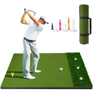 MONOJOY Golf Hitting Mat 5x4ft, Thick 31mm Artificial Turf Practice Mat with 6 Tees, Durable EVA Backing for Indoor | Outdoor Driving, Chipping & Swing Training