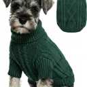 Small Dog Sweater Clothes Pullover Knitted Dog Coat Sweaters for Small Dogs Cats Girl Boy Thick Warm Puppy Clothes for Chihuahua Yorkie Bulldog Christmas Cold Weather Pet Outfits (XS (Back: 9",Chest: 11.8", 2-5lbs), #Dark Green)