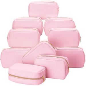 Sweetude 10 Pcs Christmas Makeup Bag Bulk Christmas Gift PU Leather Cosmetic Bag Small Skincare Toiletry Pouch with Zipper for Women Xmas Wedding Gift Favors(Colored Powder)