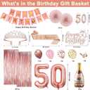 50th Birthday Decorations for Women, Rose Gold Happy 50th Birthday Decorations for Her, 50 Crown and Sash, Banner, Fringe Curtains, Hanging Paper Fans, 50 Year Old Party Supplies Set