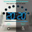 CHKOSDA LED Large Digital Wall Clock, Oversize Wall Clock with 6 Numbers, Remote Control Count up/Countdown Timer Clock, Auto Dimmer, Big Calendar and Thermometer(Ice Blue)