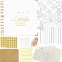 Wedding Guest Book Letters to The Bride Scrapbook Wedding Memory Book Bridal DIY Blank Paper Scrapbook Photo Album Guest Sign with Pearl Stickers(12 x 12 Inch,Classic,White)