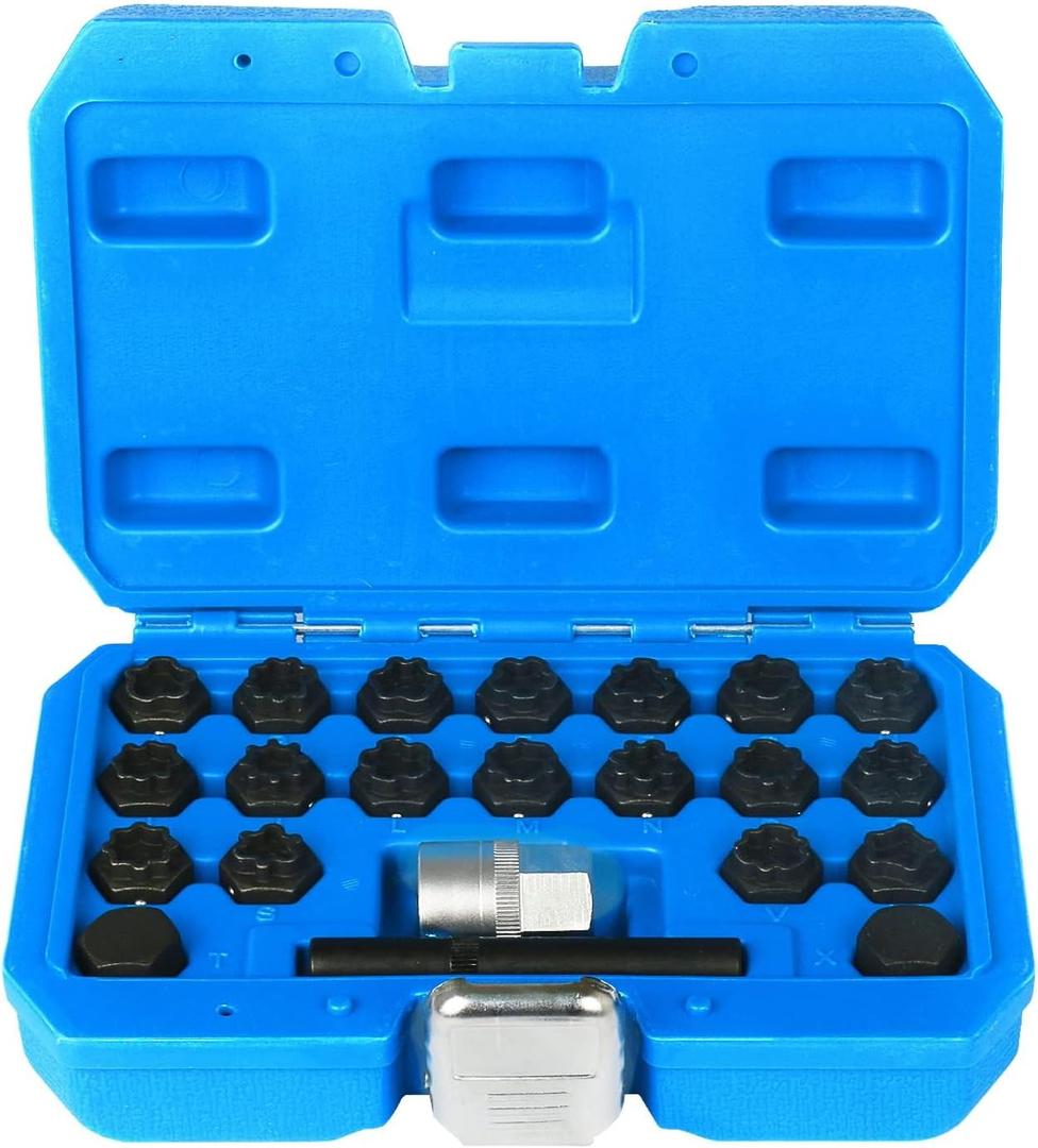 22 PCS Wheel Locks Kit Compatible with Audi Series, Lug Nut Removal Set With Adapter, Automotive Wheel Lock Nuts Key Socket Set
