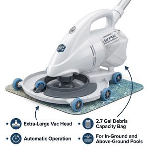 Leaf Eater Automatic Swimming Pool Vacuum Cleaner – Extra-Large Vacuum Head & 2.7 Gallon Filter Capacity Bag