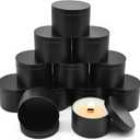12-Pack 10oz Candle Tins with Lids, Metal Candle Jars for Candle Making, Bulk Empty Containers for Beginners & DIY Storage -Black