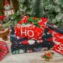 2 x CAMKUZON Reversible Christmas Wrapping Paper Roll for Kids Baby - Funny Gnome in Black, HO HO HO & Snowflake Christmas Tree in Red - Cartoon Holiday Gift Wrap Paper, 17.7 Inch