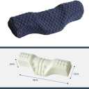 Cervical Neck Pillow for Pain Relief Sleeping, Neck roll Pillow Memory Foam for Stiff Neck Pain Relief Travel Bolster Pillow for Bed for Side Sleepers Back Sleeper. (Blue)