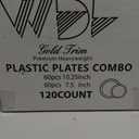 WDF 120 pieces Gold Disposable Plastic Plates - White and Gold Plates Include 10.25" Dinner Plate & 7.5" Salad Plate for Weddings/Party/Valentine's Day
