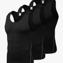 3 Pack Men's Compression Tank Top Athletic Workout Sleeveless T-Shirt Base Layer for Gym Running Basketball Size XL