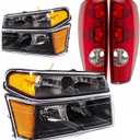 Black Headlights Read Rear Taillights Assembly For 2004 2005 2006 2007 2008 2009 2010 2011 2012 Chevy Colorado GMC Canyon Head Lights Headlamp Replacement L+R