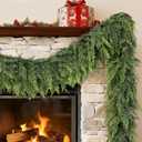 Cedar Garland 6FT Christmas Garland Real Touch Garland Artificial Realistic Greenery Cypress Pine Garlands for Mantle, Fireplace, Stairs,Table, Doorframe Vintage Outdoor Indoor Christmas Decorations