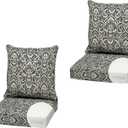 Arden Outdoor Deep Seat Cushion Set, Foam, 2-Pack, 22x24, Black Damask