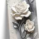 AIRDURS Elegant White Rose Wall art Canvas Wrapping 16x24in