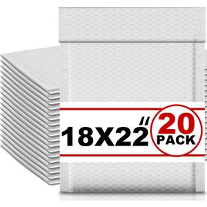 Ireer 20 Pack Extra Large 18 x 22" Bubble Mailers Poly Padded Envelopes Cushioned Mailing Envelopes Bubble Padded Mailers Self Adhesive Waterproof Shipping Bags for Business Christmas Gift Packaging