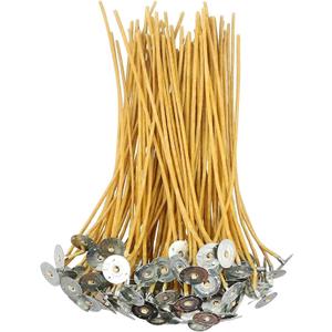 100pcs/6in Beeswax Candle Wicks - Hemp Wick, Slow Burning, Pre-Waxed, 2mm Diameter