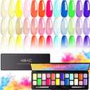 ABAC 24 Color Solid Gel Nail Polish,Pat Paint Gel,Ombre Nail Gel Hema-Free No-Spill Rainbow Shades w/Pro Brush,Summer 2025 Clump-Free Shimmer for Rave,Beach & Festival Nails