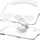 360 Degree Rotating Mobile Tablet Stand, Adjustable Tablet Holder-Adjustable Foldable Desktop Table Holder Base,Multi-Angle, Non-Slip Silicone Base,Portable iPad Stand for Desk (White)