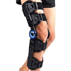 Orthomen Hinged ROM Knee Brace, Post Op Knee Brace for Recovery Stabilization, ACL, MCL and PCL Injury, Adjustable Medical Orthopedic Support Stabilizer After Surgery, Women and Men