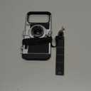 3D Vintage Camera Phone Case with Long Lanyard - Unique Cool Silicone PC Shockproof Crossbody Protective Case for iPhone 17 Pro Max- Black