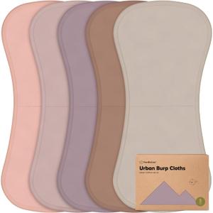 Organic Burp Cloths Baby Boy & Girl - 5-Pack Super Absorbent Cotton Burping Cloths for Babies, Soft & Plush Newborn Spit Up Rags, Infant Towels for Milk Spit Up, Unisex, Large 21" x 10" (Mauve)