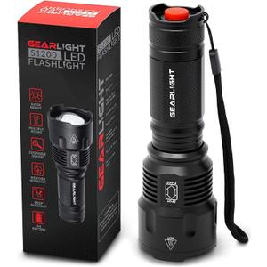 GearLight High-Powered LED Flashlight S1200 - Mid Size, Zoomable, Water Resistant, Handheld Light - High Lumen Camping, Outdoor, Emergency Flashlights - S1200-1 Pack, (Batteries Not Included)