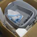 Open-Top Self Cleaning Litter Box, Automatic Cat Litter Box with APP Control, Dual Safety Sensors, Includes Trash Bags, Grey-White