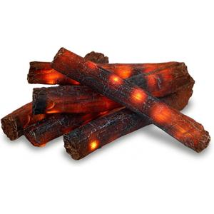 Tuanse 10 Pcs 8.7 in, 16 in Flameless Fake Fire Log Light Realistic Fireflame Camping Decoration Flameless LED Light Gas Logs for Indoor/Outdoor Gas Fire Pits, Fireplace Home Winter Party Decor