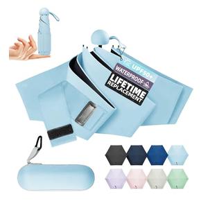 LILAC Travel Mini Umbrella with UPF 50+ Cooling UV Rain Protection, Compact Small & Lightweight Pocket-Sized Folding Umbrellas with Case for Purse & Backpack, Thoughtful Gift Women Men & Kids