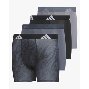 adidas Youth Microfiber Boxer Brief (Multipack) Athletic Underwear for Kids Boys 4 Pack, XL