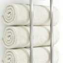 Towel Racks for Bathroom Wall Mounted, Bethom Towel Rack with Shelf and 3 Hooks, Brushed Nickel Towel Storage Holder Wall for Large Rolled Towels (Round Tube)