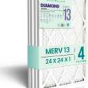 Accumulair Diamond 24x24x1 MERV 13 HVAC Air Filter (4-Pack) | Replacement Air Filter for AC and Furnace | Made in USA | Actual Size 23.75 x 23.75 x 0.75