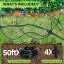 Bonviee 50FT 5/16 Drip Irrigation Mainline Tubing with 4-Way Push-to-Connect Couplers (4 Pack) Compact DIY Garden Irrigation Distribution System for Misting, Raised Beds & Small Spaces