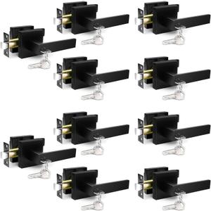 10 Pack Door Lock Black Door Handle Interior Door Knobs Heavy Duty Zinc