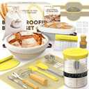 Sourdough Starter Kit with Cotton Rope Banneton Basket & Jar, Bread Baking Supplies and Tools Set, Complete Sourdough Bread Making Kit, Baking Gift for Women Moms & Beginners