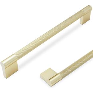 10 Pack 7-1/2 inch(192mm) Brushed Brass Kitchen Cabinet Handles Knurled Cabinet Pulls Gold Drawer Pulls Kitchen Hardware