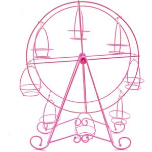 Zoie + Chloe Ferris Wheel Cupcake Stand - Decorative Cupcake Holder for Parties - Spinning Display for Serving Pastry, Treats & Desserts - Easy-to-Clean, Fits 8 Small Cupcakes - 14x4x17, Rose Pink