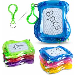 8 Mini Magnetic Drawing Board with Metal Keychain Party Favors for Kids Goodie Bag Stuffers Birthday Party Bag for Boys Girls