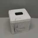 White Travertine Texture Striped Square Tissue Box Cover Decorative,Resin Heavy Sturdy Tissue Box Holder, Facial Paper Holder for Bathroom Vanity Countertop, Bedroom Night Stand,Office and End Table