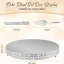 Wenqik 20 Inch Silver Cake Stand Set Metal Round Cupcake Dessert Stand with Cake Cutting, Flower Spatula Wedding Cupcake Pastry Display Candy Holder Display for Wedding Party Birthday Baby Shower