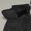 Women's Knee High Suede Boots for Women Wide Calf Square Toe Stiletto Heels Tall Boots Pull On High Heel Long Booties (9, Black)