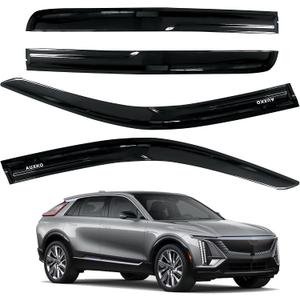 AUXKO Rain Guards for Cadillac Lyriq 2023-2026, Window Vent Visors Accessory - Tape-On Rain Guard Window Visor for Cadillac Lyriq, Easy Install Car Side Window Wind Deflectors & Visors Smoke Black