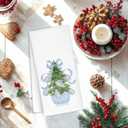 Christmas Chinoiserie Kitchen Towels Decor,Blue Bow Oyster Christmas Tree Towels Gifts,Blue Christmas Hand Towels for Bathroom Kitchen,Grandmillennial Decor,16x24 Inches