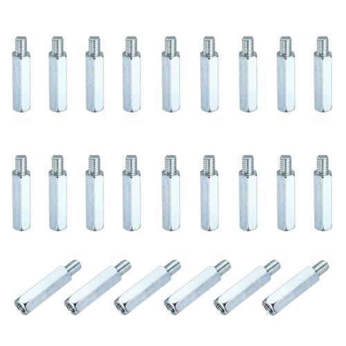 PATIKIL 48pcs M4x20mm+6mm Male Female Hex Standoff, Zinc Plated Iron PCB Motherboard Spacer Standoffs for Computer Cases Circuit Boards FPV Drone Quadcopter, Silver