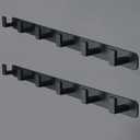 Coat Rack, Heavy Duty Stainless Steel 6 Tri Coat Hook Hanger, Wall Mounted Wall Hooks, Rustic Clothes Hook/Key Hook Rail for Bathroom Kitchen Entryway(2 Pack, 6 Hook Black)